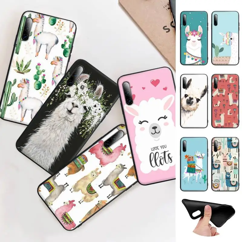 

Llama Alpacas Animal Pattern Black Silicone Phone Cover For Honor 7A Pro 7C 10i 8A 8X 8S 8 9 10 20 Lite Case