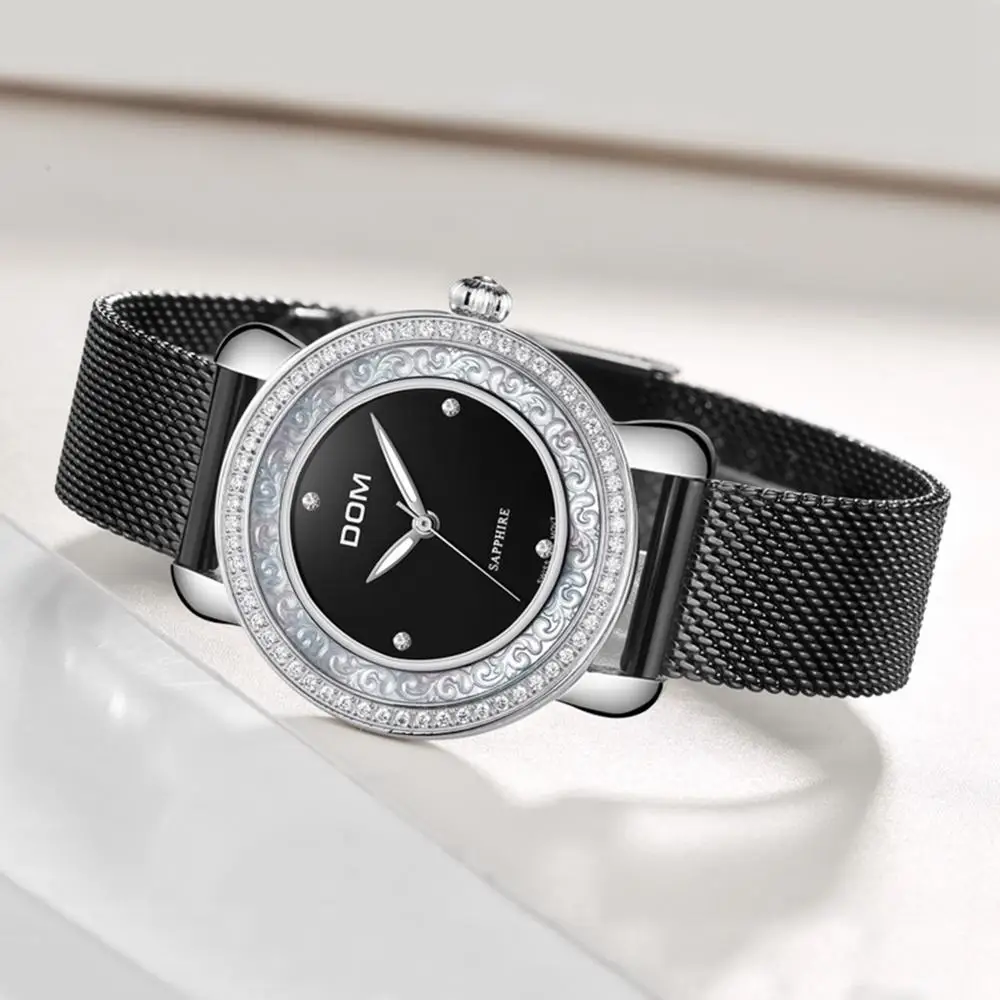 

Women's Watches Brand Luxury Casual Steel Quartz Watch Golden Clock Sapphire Crystal Waterproof Relogio Faminino DOM G-86