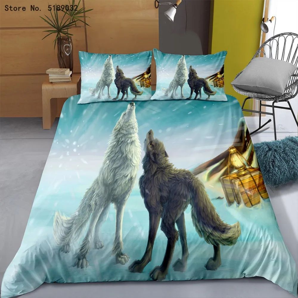 Детский набор пододеяльников для пуховых одеял с 3D принтом собаки льва волка