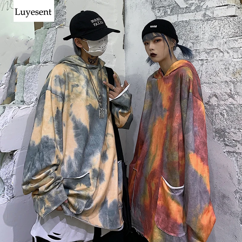 Панк размера плюс галстук краситель свободный унисекс толстовка с капюшоном 2020