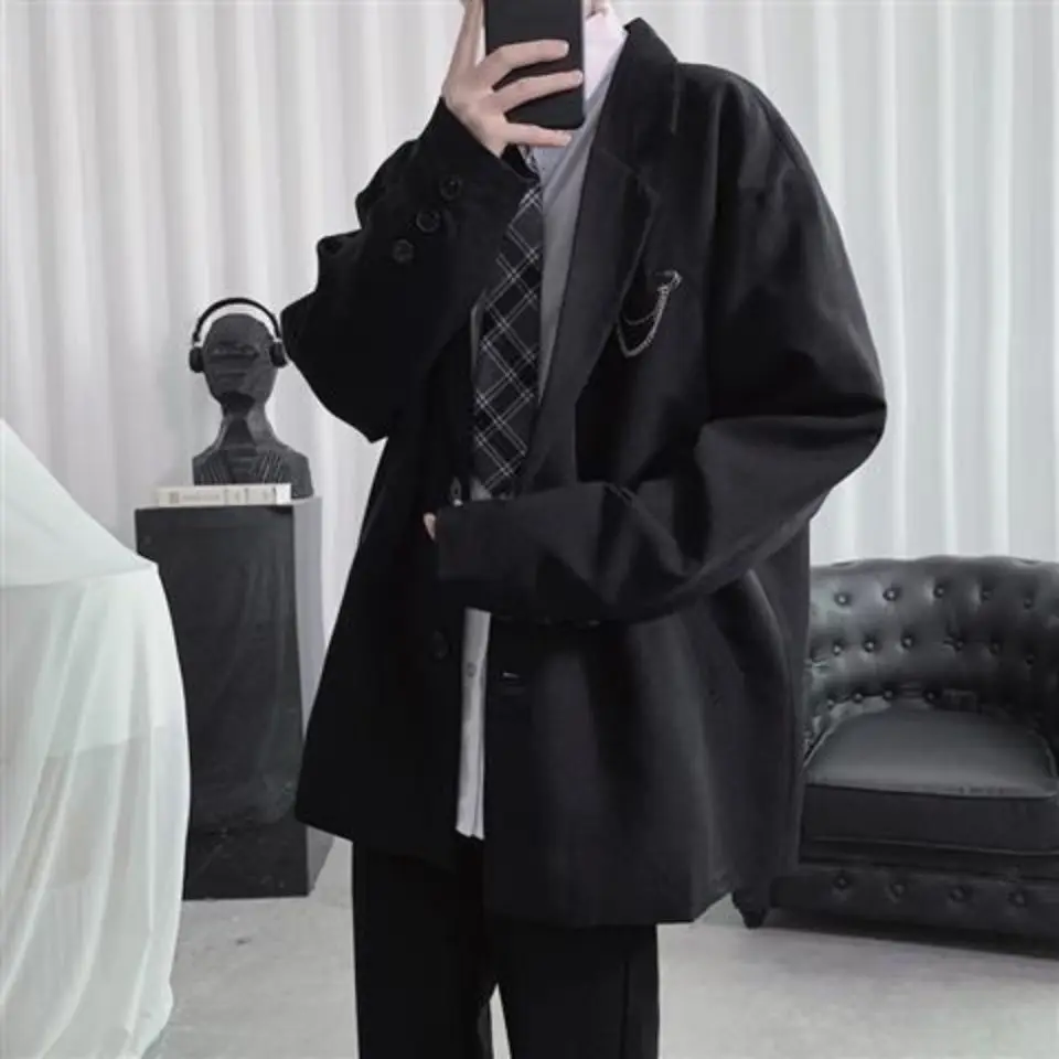 

Men's Blazers 2021 Trend Single Breasted Casual Suit Spring Fashion New Handsome Loose Long Sleeve Blazers tide Coat