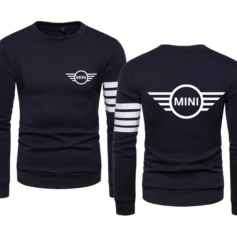 

Men's sweatshirt MINI Car logo printing pullover high quality cotton spring autumn stripe Splicing trend Men's clothing pullover