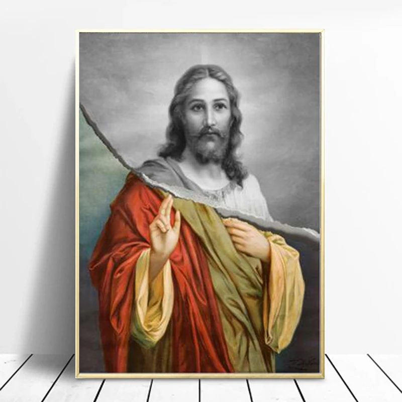 

Jesus tears art posters and prints on the collage wall. Celebrity wall photos printed on canvas. Living room decoration