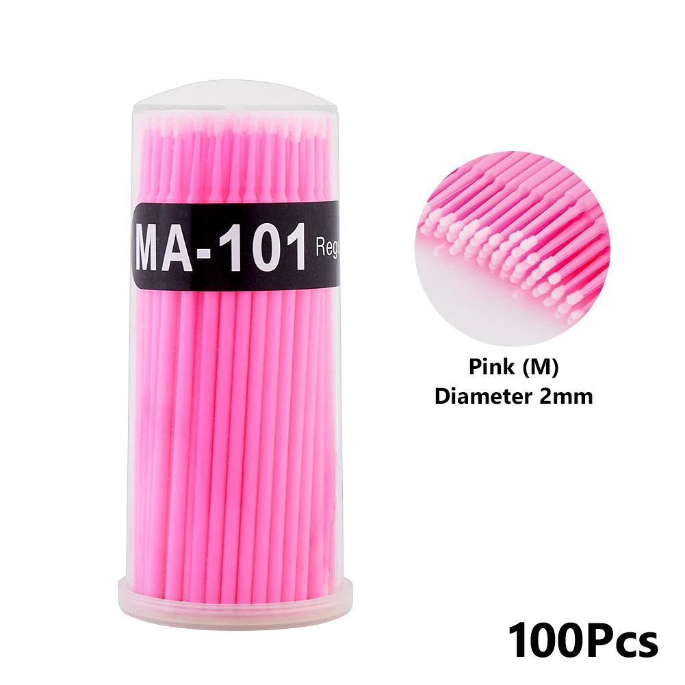 Pink Bottle 100 шт одноразовые красочные ватные тампоны щетка для ресниц очищающий тампон горячее естественное приспособление для снятия ресниц комплект микрочипов татуировки - Цвет: Pink Bottle