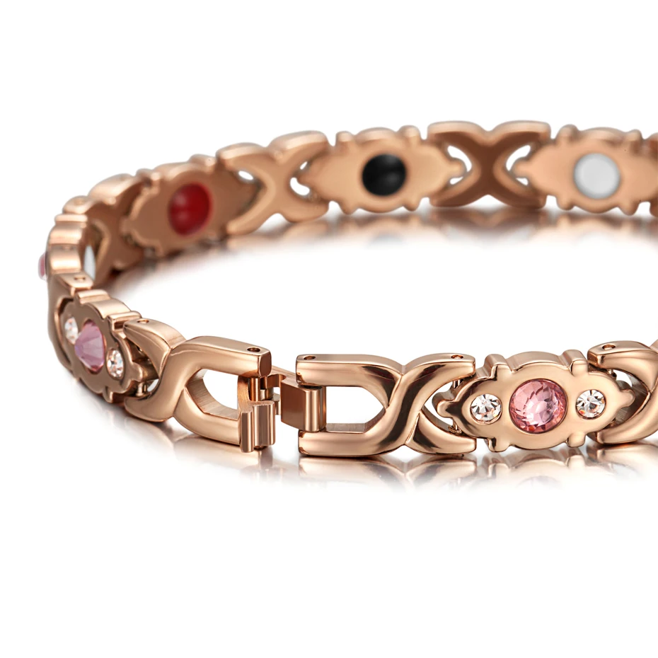 Розовый кристалл драгоценный камень браслет магнитный здоровье био энергии