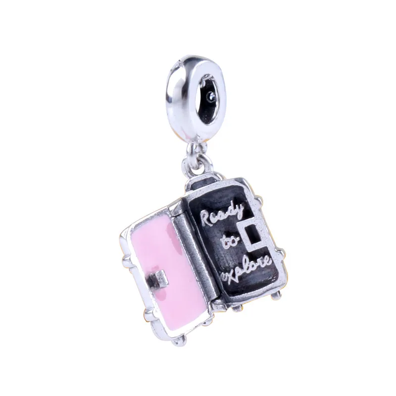 

Hot S925 Sterling Silver Suitcase Fashion Pendant Diy Bracelet For Girlfriend