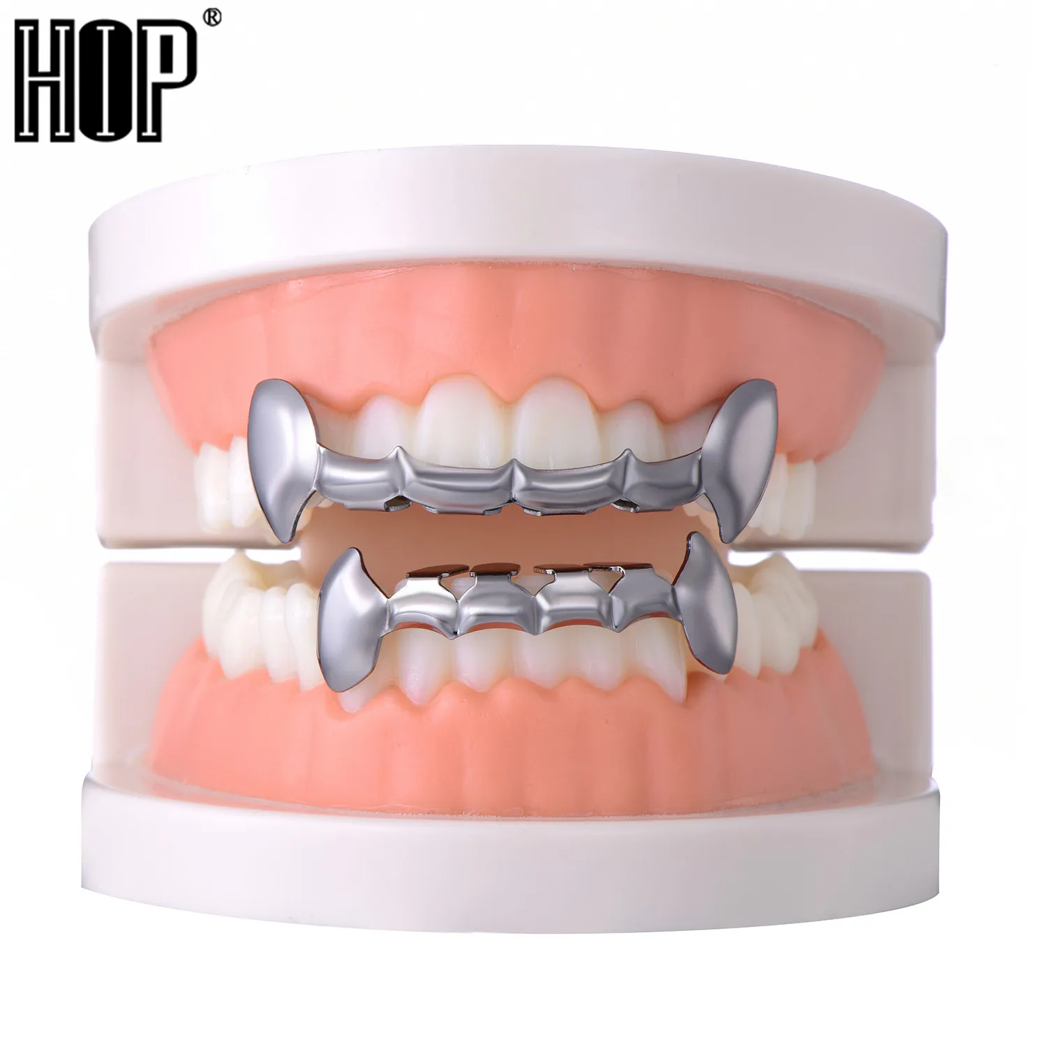 

Hip Hop 4 Colors 1Set Fang Half Teeth Grills Dracula Vampire Teeth Grills Top & Bottom Clown Grills For Men Rapper Jewelry
