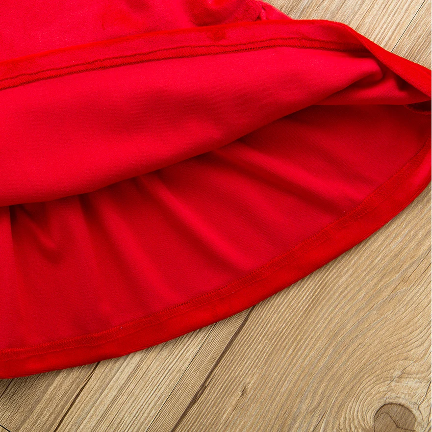 

Baby / Toddler Rainbow Red Velvet Ruffled Long-sleeve Dress