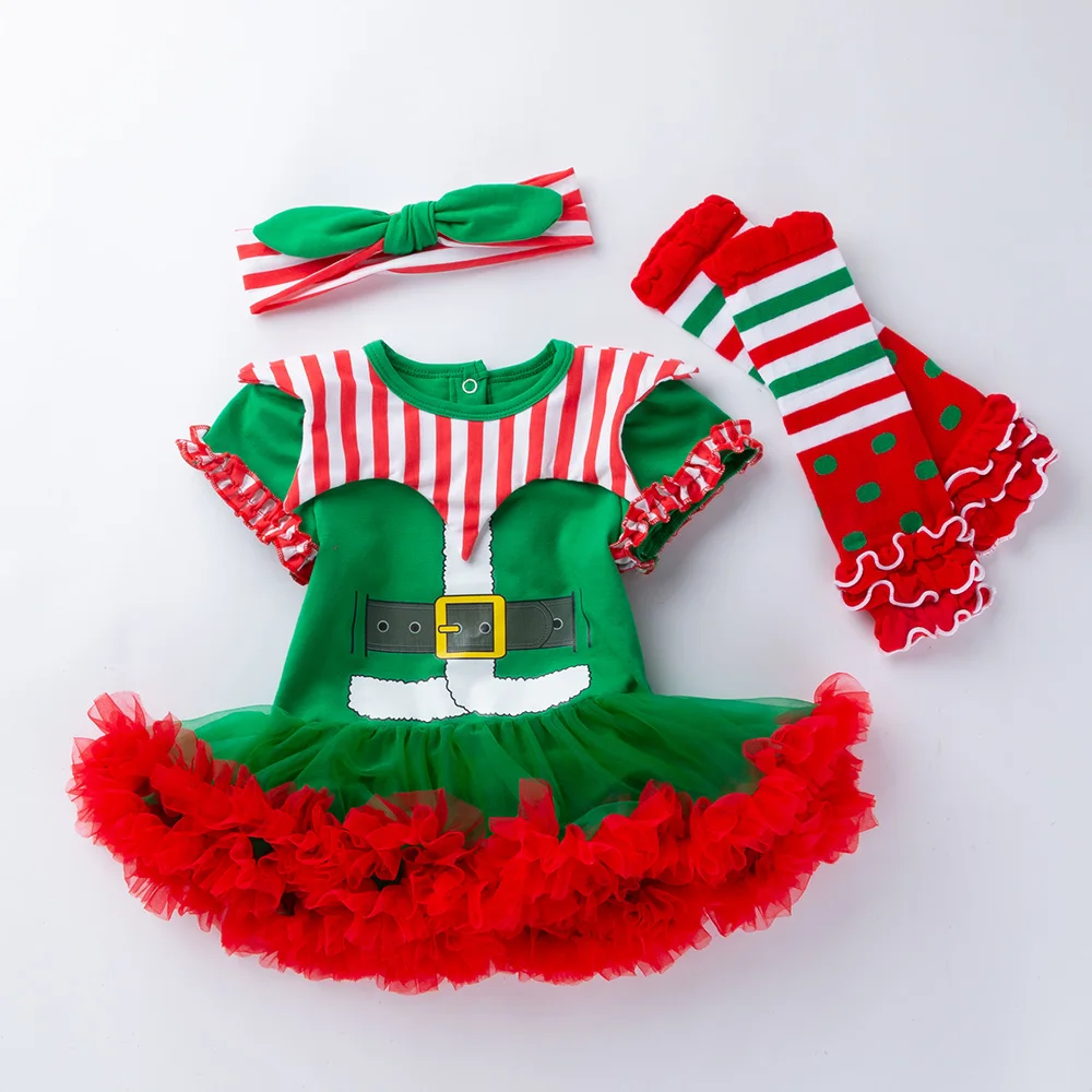 

Newborn Romper Tutu Dress First Christmas Baby Clothing Girls Clown Suit 2022 New Year Party Dresses Infant Clothes 3pcs Set