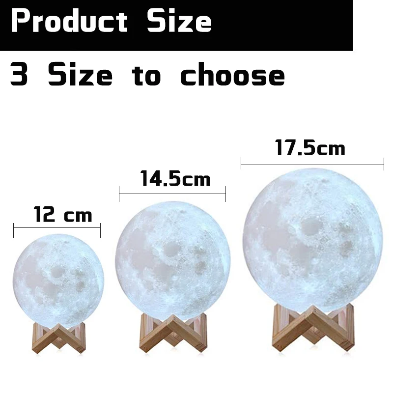 

3D Printing Moon Lamp LED Night Light 7 Color Change Change Touch Remote Control Moon Light For Bedroom Decoration Birthday Gift