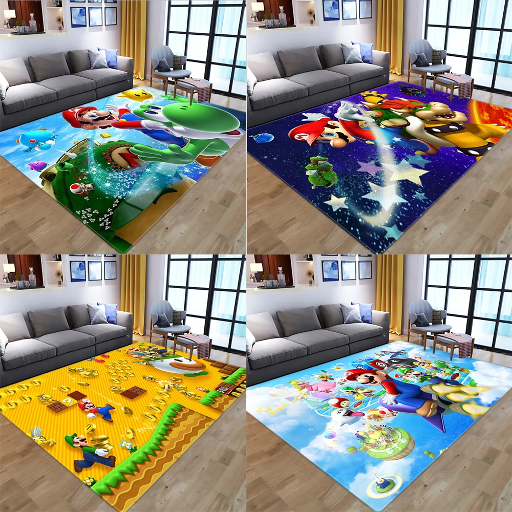 

Super Mario Carpet 3D Cartoon Printing Living Room Bedroom Flannel Carpets Anime Pattern Children Crawling Mat Christmas Gifts