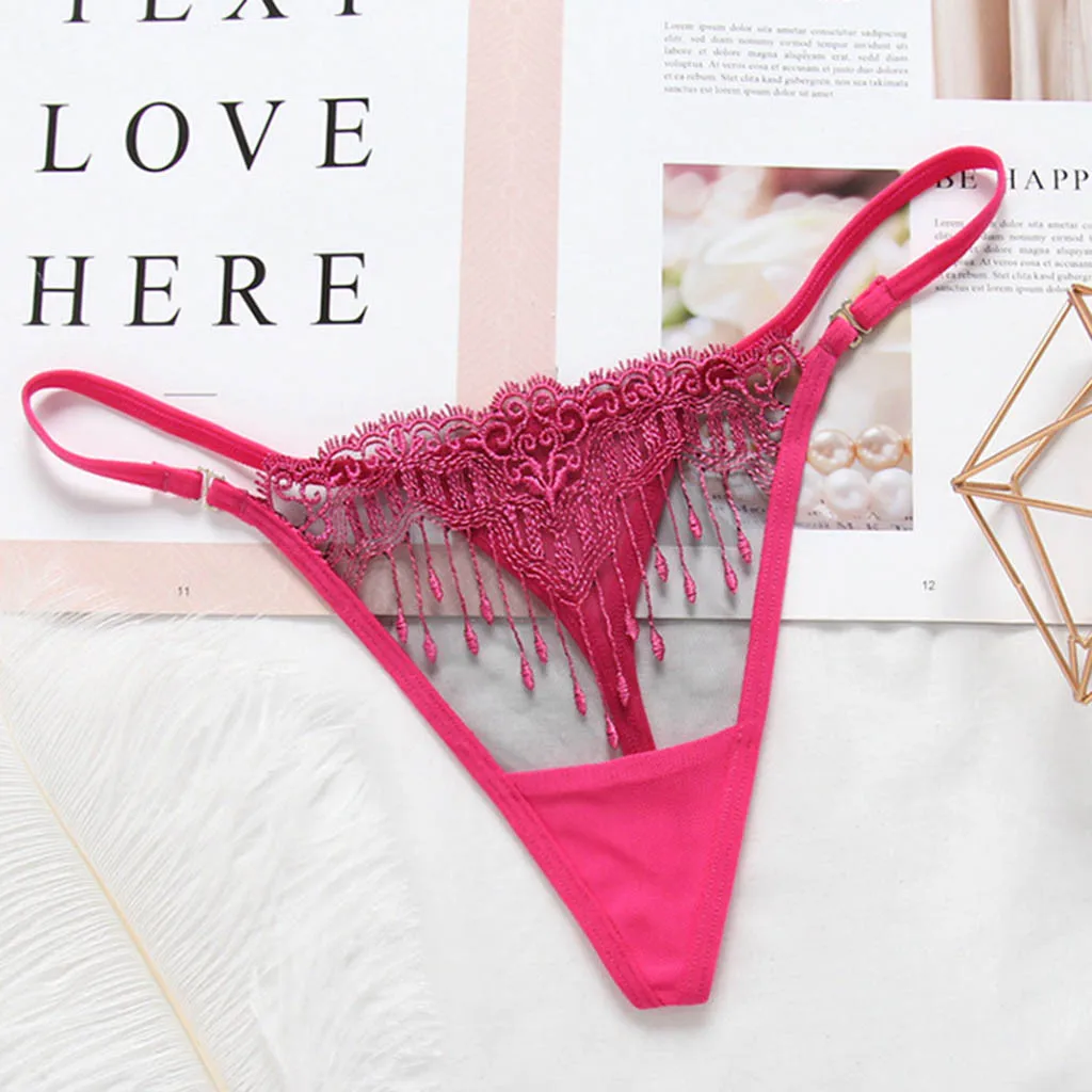 

Women Sexy Panties Lace Embroidery Underwear Erotic Low-Waisted Ladies Thongs Transparent Temptation Lingerie G-String Briefs