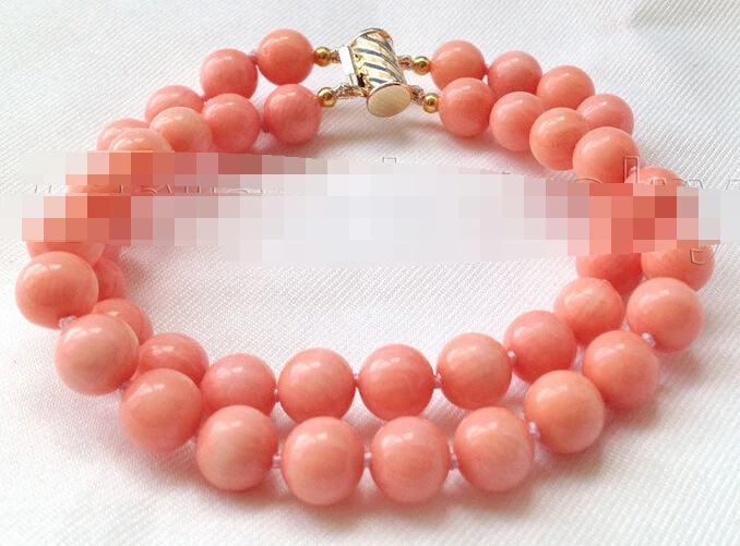 

Красивый круглый розовый коралловый браслет 8 дюймов 2 ряда 8 мм
