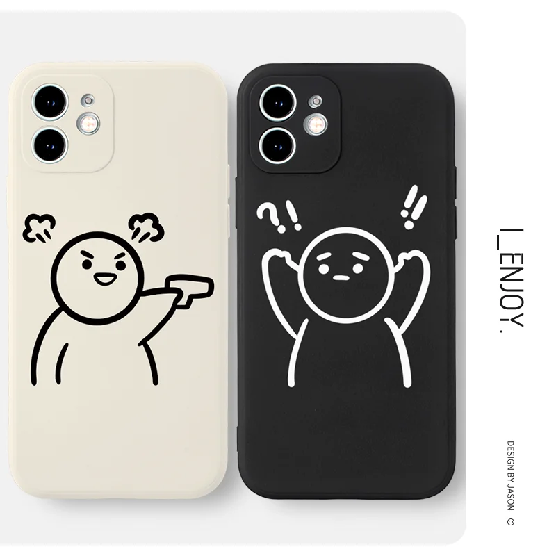 

Soft Silicone Couple Funny Cartoon Cute Phone Case Shockproof Cover for iPhone 13 12 11 Pro Max SE 2020 X XR XS ip 8 7 6S Plus