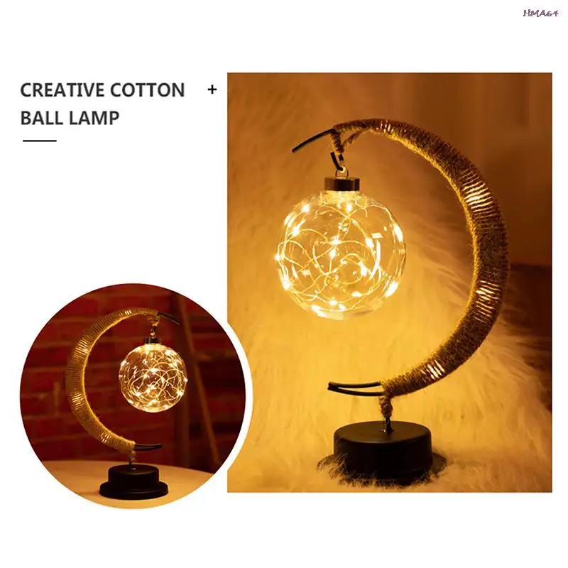 LED Moon Cane Filament Handmade Hemp Rope Night Light Sleeping Lantern | Лампы и освещение