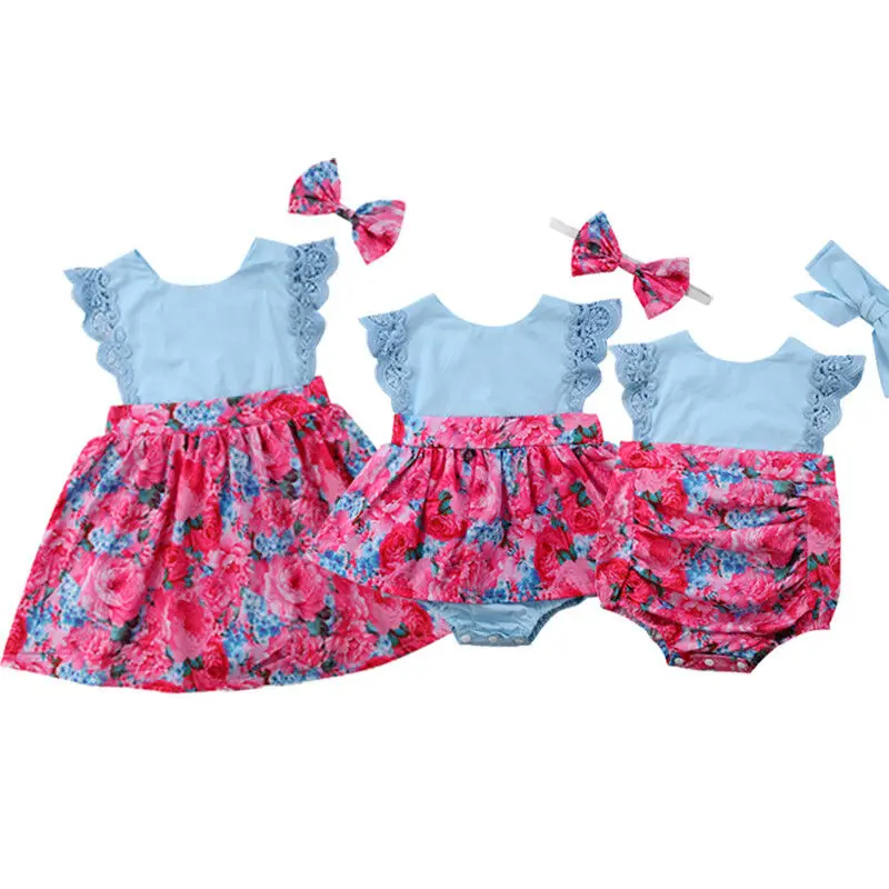 Милая Одинаковая одежда для маленьких девочек с изображением близнецов и сестер