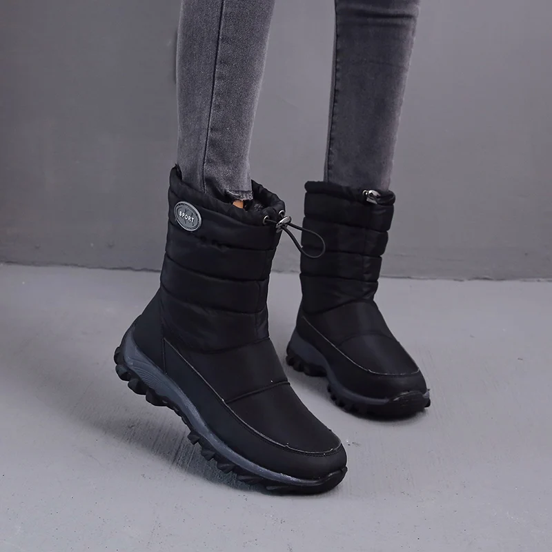 Weweya Plush Velvet Snow Boots Woman High Top Waterproof Running Shoes Winter With Fur Warm Cotton Walking Sneakers Big Size 41 | Спорт и