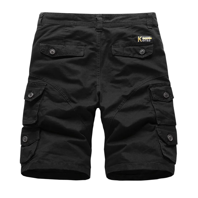 

Summer Cargo Short Men Casual 100% Cotton Solid Color Five Point Pants Male Knee Length Multi-pockets Beach Shorts Dropshipping