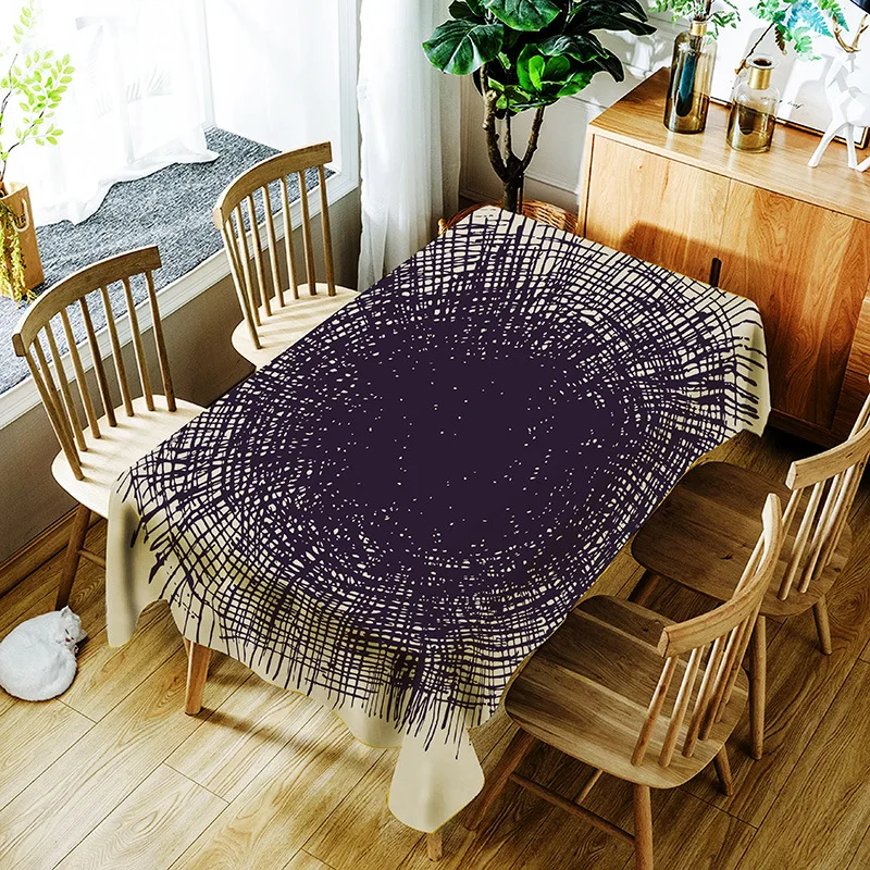 

Printed stripe pattern washable decorative household waterproof tablecloth