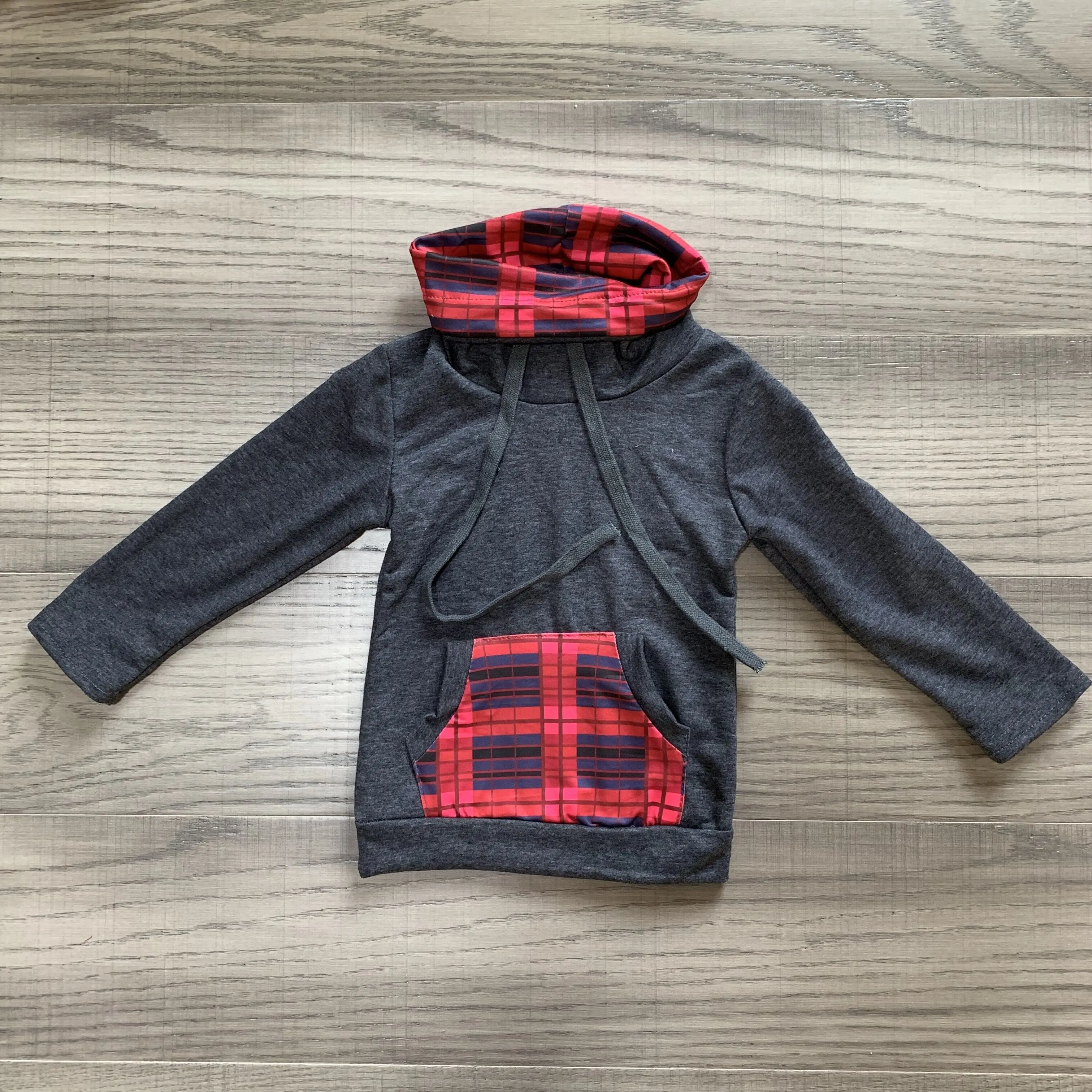 Осенне зимняя одежда для маленьких девочек детский топ футболка серый клетчатый