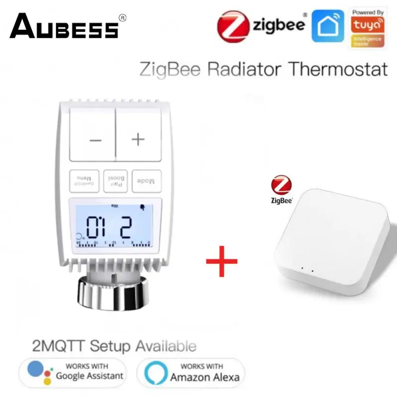 

Aubess ZigBee3.0 Smart WIFI Thermostatic Radiator Valve Actuator TRV Programmable Temperature Controller Alexa Tuya Google home