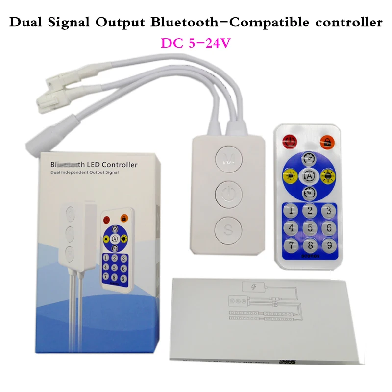 DC 5V 12v 24V Dual Signal Output LED Controller Kit Bluetooth-compatible Mobile APP control WS2812B WS2811 1903 Pixel led strip