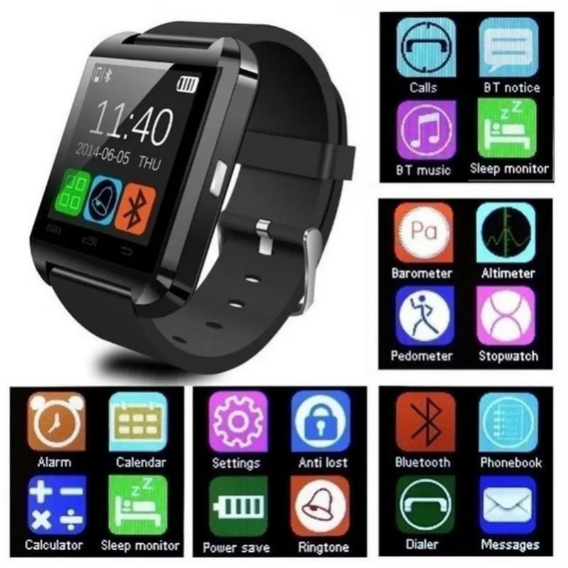 Часы носимые устройства Smartwatch PK легко носить для iPhone IOS Android стильные U8 Bluetooth Смарт часы