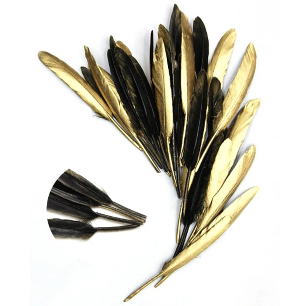 

10/20/30pcs Gold Plated Feathers 4-6 inches for Christmas & Wedding Party Decor & DIY Handicrafts Accessories Home Decor