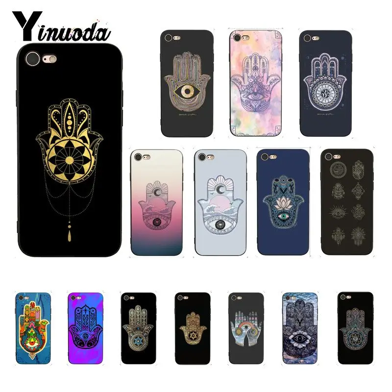 Yinuoda Хамса рука Фатимы ТПУ мягкий силиконовый черный чехол для телефона iPhone 8 7 6S