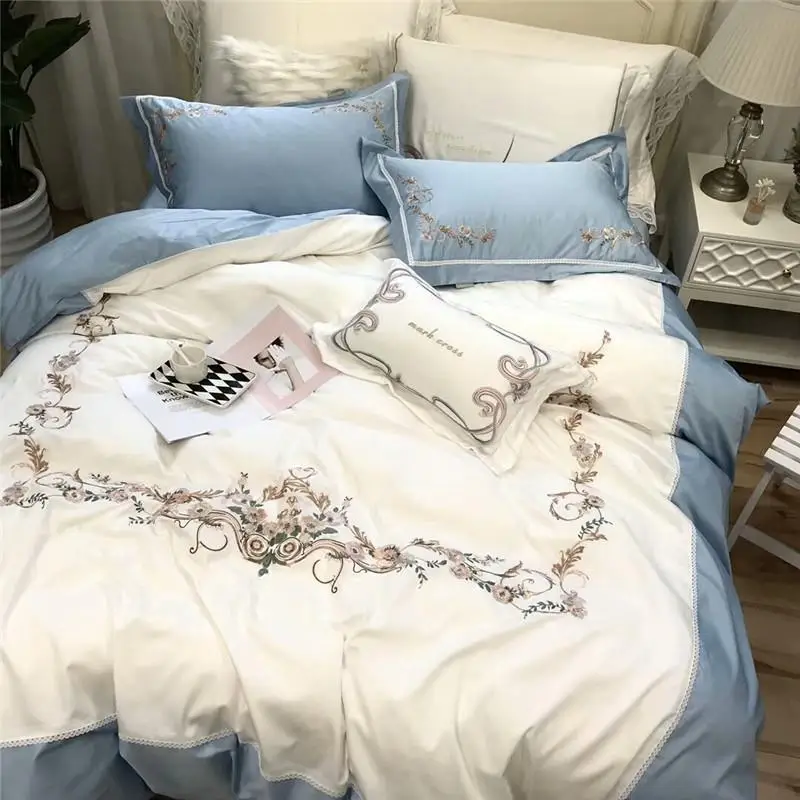 Новинка PU искусственная кожа белого голубого цвета королева король Постельное