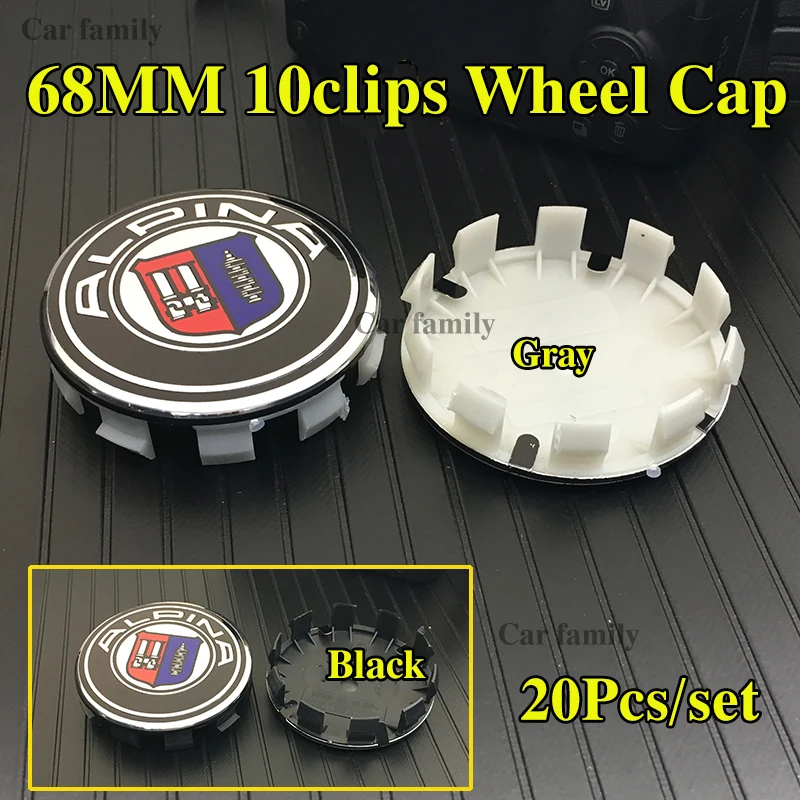 

20pcs 10Clips abs Car Wheel Hub caps label car emblem stickers 68mm Auto Wheel Center Emblem Cover