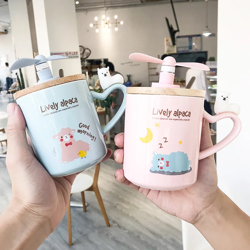 400 мл Милая овца кофейная кружка креативный USB вентилятор керамическая чашка