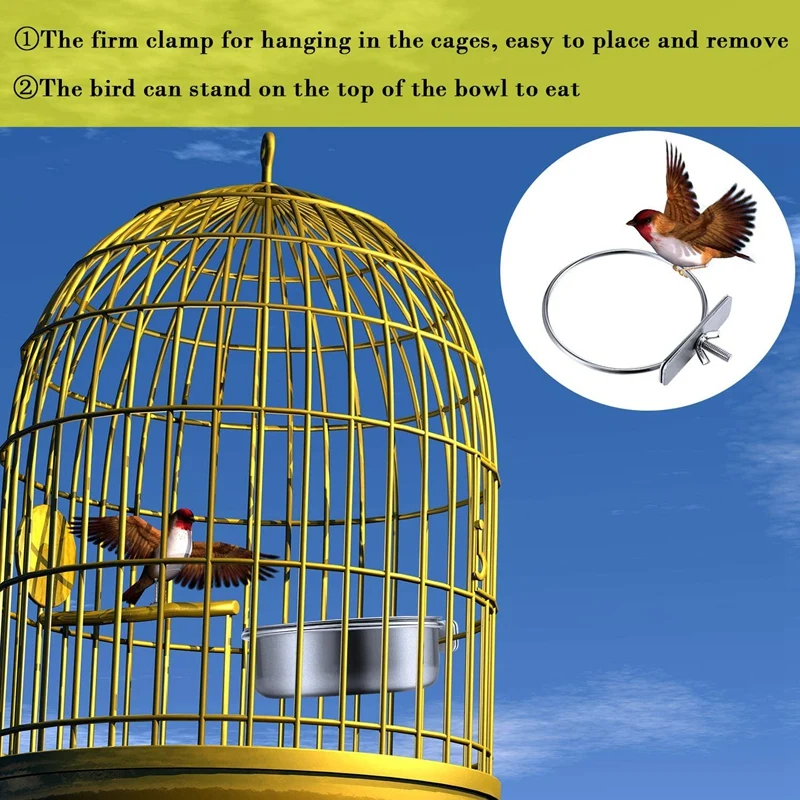 

3-Piece Bird Feeder Cup Stainless Steel Parrot Feeder Cup Animal Cage Water Food Bowl S