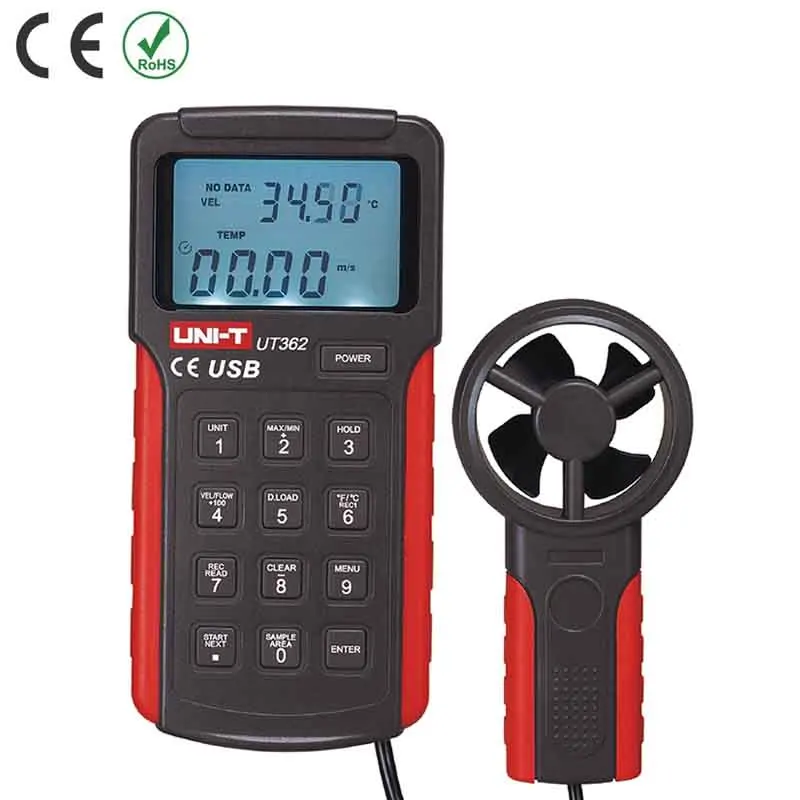 UNI T UT361 UT362 Ручной цифровой высокоточный анемометр/расходомер воздуха может