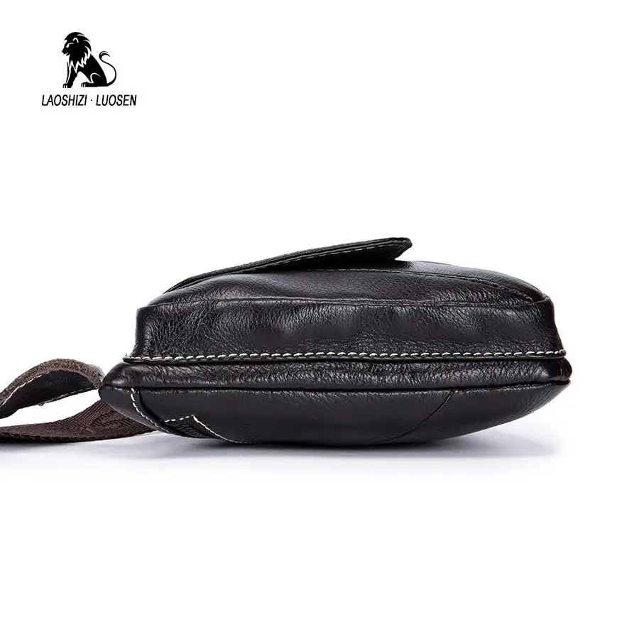 

ZZSLHL Genuine Leather Man's Chest Bags Crossbody Handbag Triangle Messenger Shoulder Blosa Phone Small Mochila Business Travel