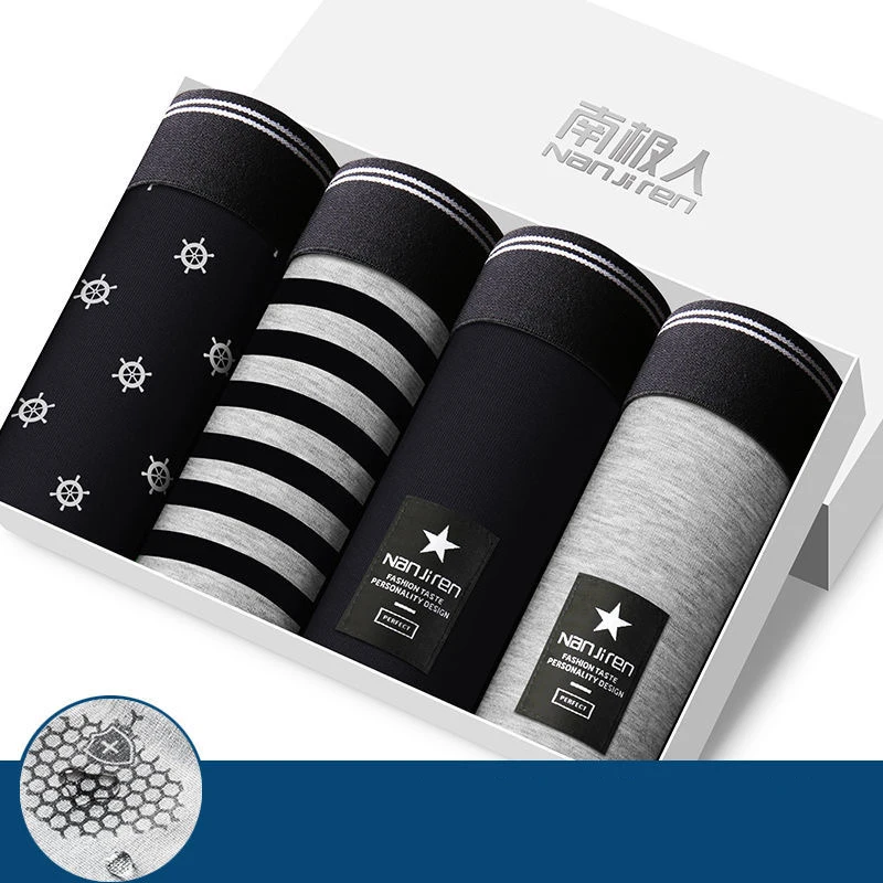 4pcs Mens Underwear Boxers Fashion Sexy Solid Men Underpants Boxer Shorts Comfortable Modal Male Panties Pouch Sheath Underpants