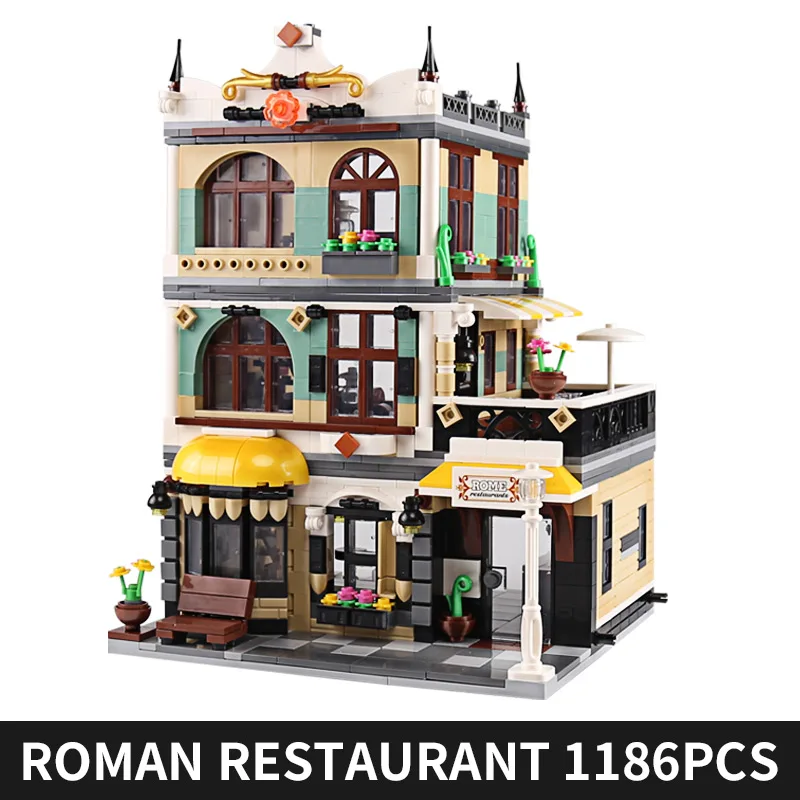 

MOC 15010 Streetview Building The Summer coffee shop Hill Tavern Rome Restaurants Chinese Restaurant Building Blocks Kids Toys