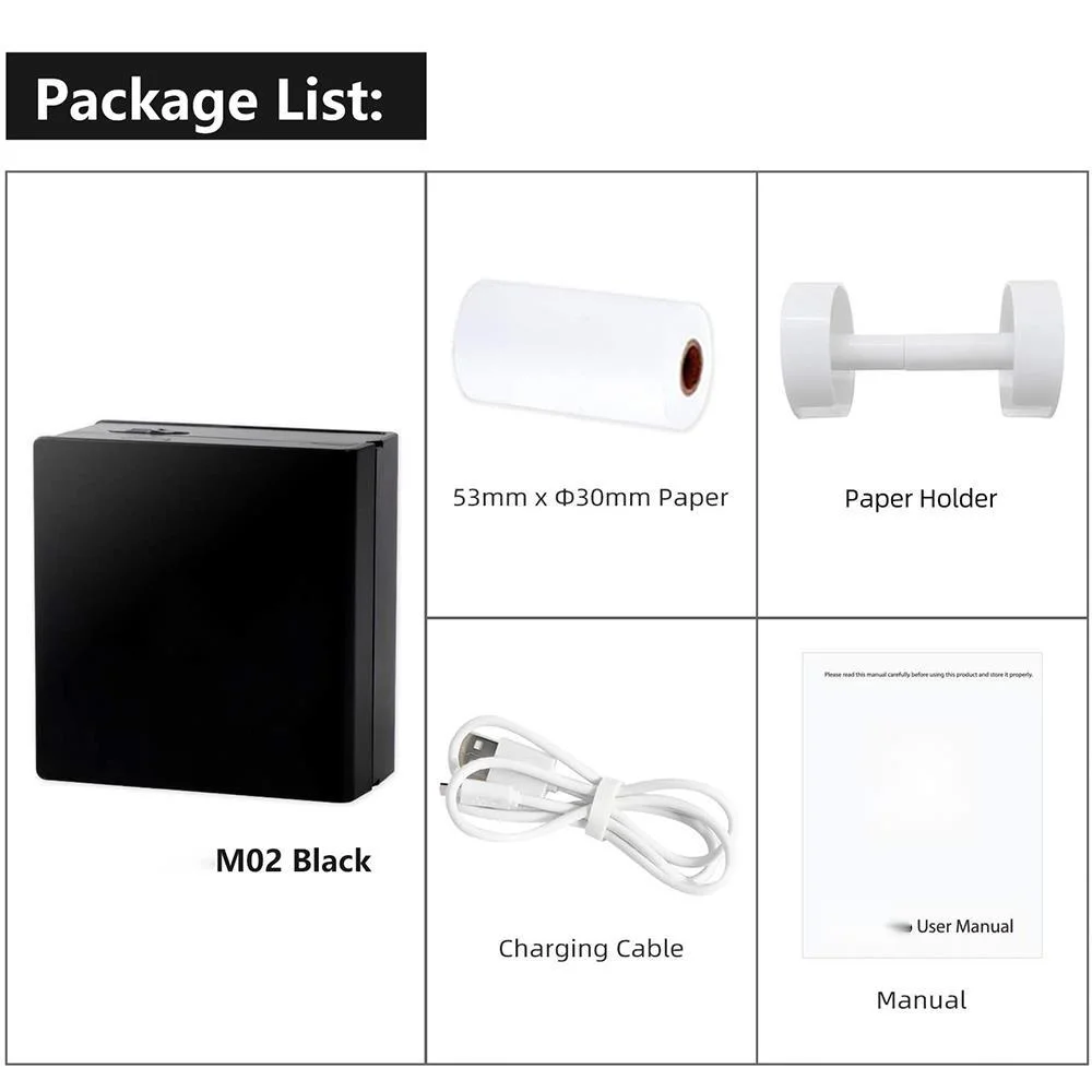 

M02 Mini Printers Thermal Sticker Label Printer Handheld Wireless Pocket Photo Print for Android IOS Phone