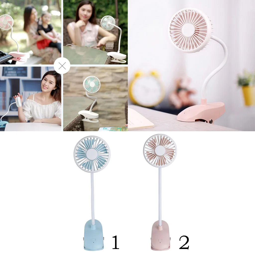 

360 Degree Adjustable Clip Fan Personal Desktop Fan W/ Rechargeable Battery