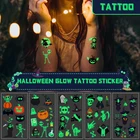 1 шт. светящиеся ночные Временные татуировки, наклейки, украшение на Хэллоуин, Светящиеся Татуировки, наклейки, Декор, боди-арт, Мультяшные искусственные татуировки