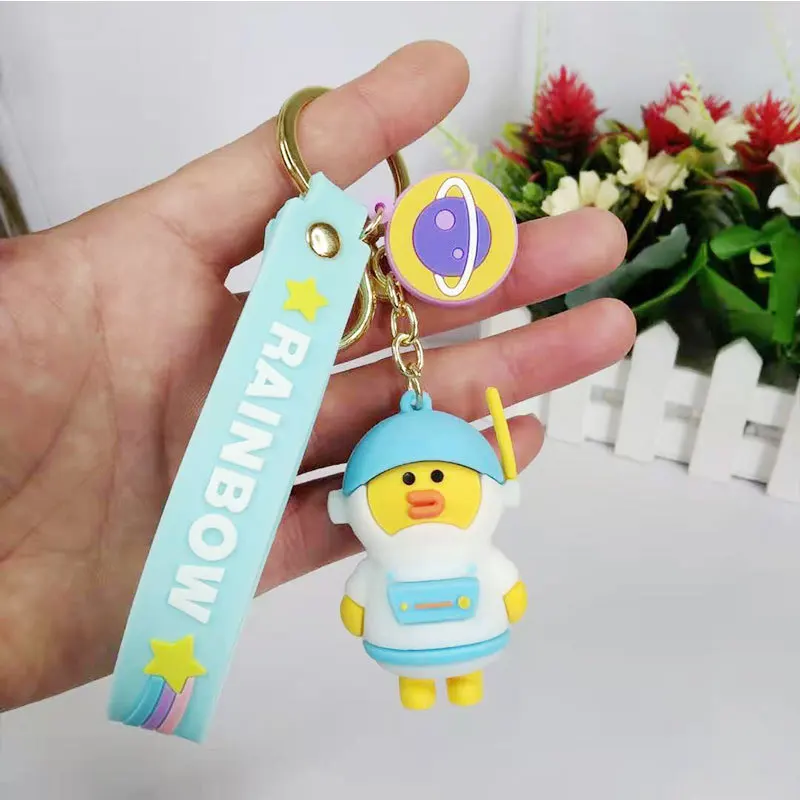 

Cute Astronauts Bear Keychain Cartoon Rabbit Duck Silicone Doll Keyring Childer Couples Gift Bag Backpack Car Key Pendant Hot