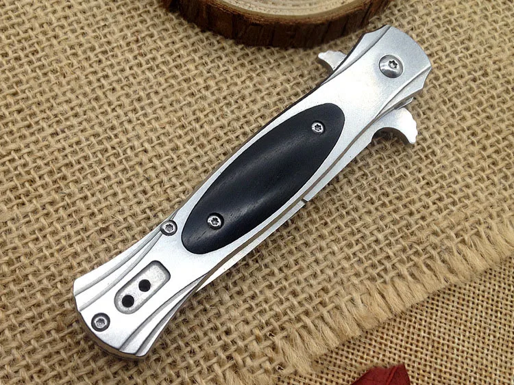 

High Quality 440C blade Steel ebony handle Flipper folding knife Outdoor camping hunt pocket Tactical survival knives EDC tools