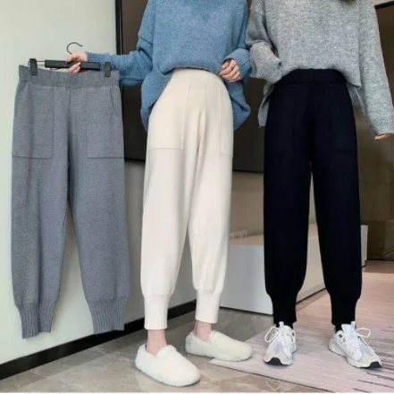 

Зима 2021 новые трикотажные брюки для похудения на осень и зиму