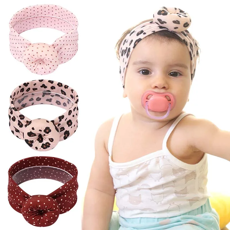 

0-6Y Newborn Colorful Dot Leopard Headband Infant Kids Girls Nylon Bow Hairband Stretch Turban Knot Head Wrap Headwear Gifts