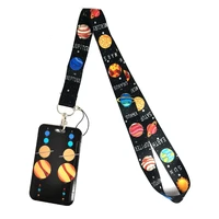 space planet theme print neck strap lanyard keychain for keys id business bank credit card badge holder mobile phone rope decor