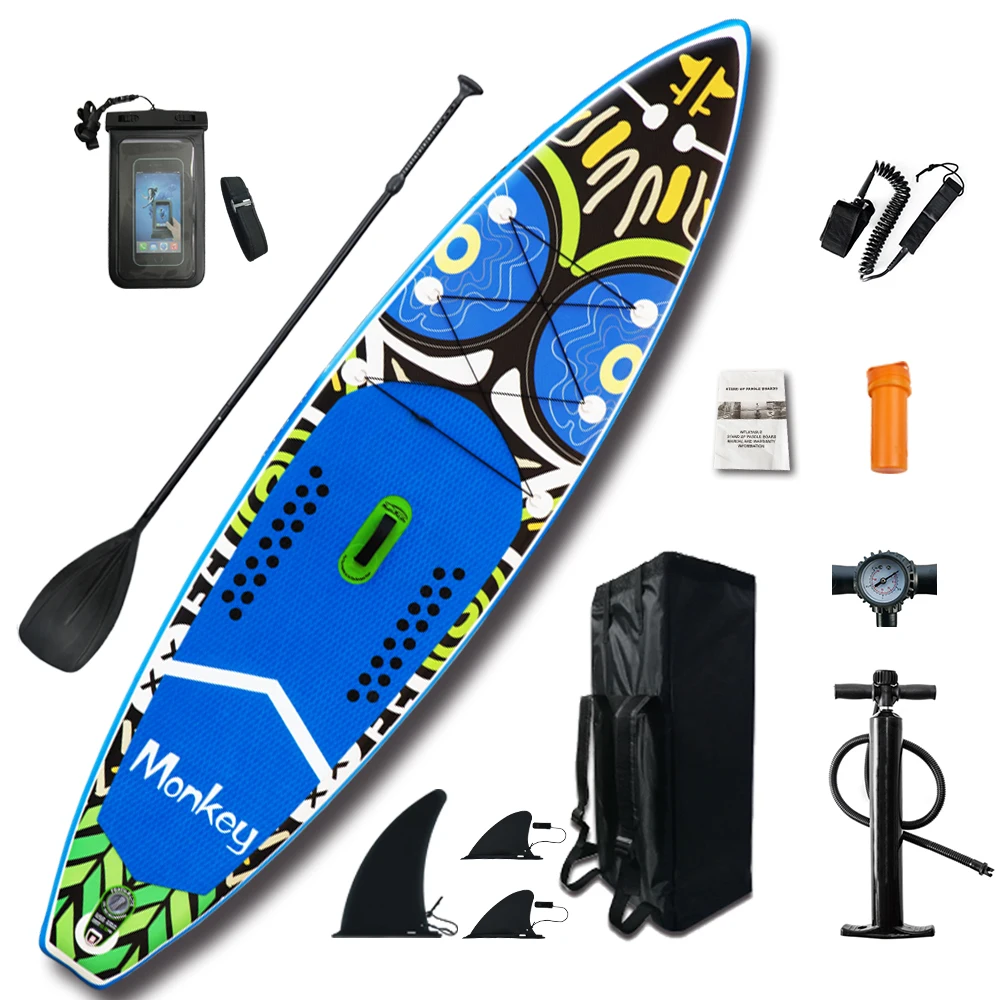 

KA FUNWATER SUP Inflatable Stand Up Paddle Board with paddle，fins，repair kit， backpage，phone waterproof bags，air pump，foot leash