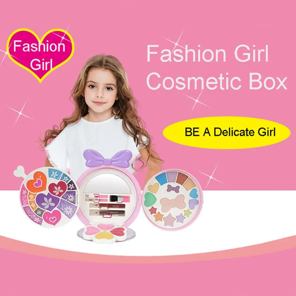 

Набор для макияжа принцессы для девочек, набор для макияжа с косметическим чехлом, безопасный, подарочный набор для детей