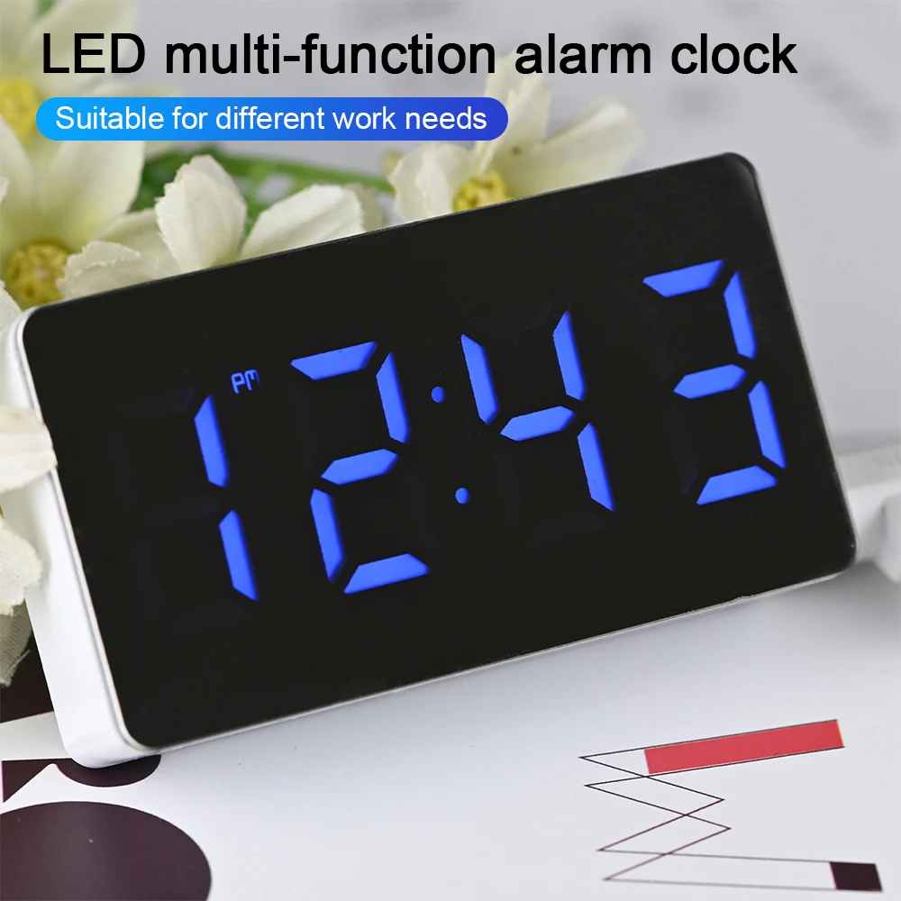 

LED Multifunctional Mirror Clock Digital Alarm Snooze Display Time Night LCD Light Table Desktop USB 5v/No Battery Home Decor