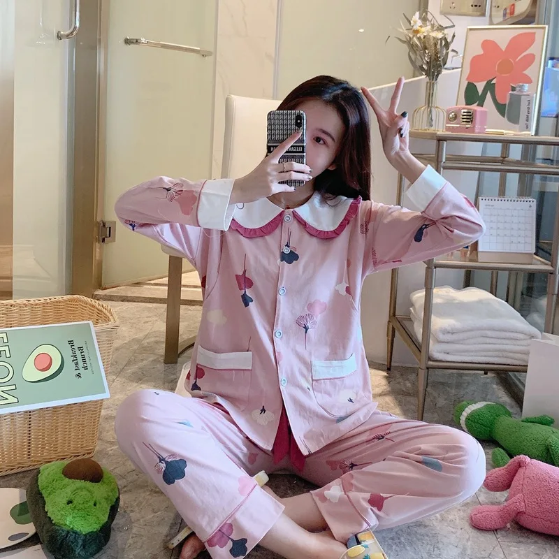 Пижама для кормящих матерей 2020 новая пижама с длинными рукавами и принтом