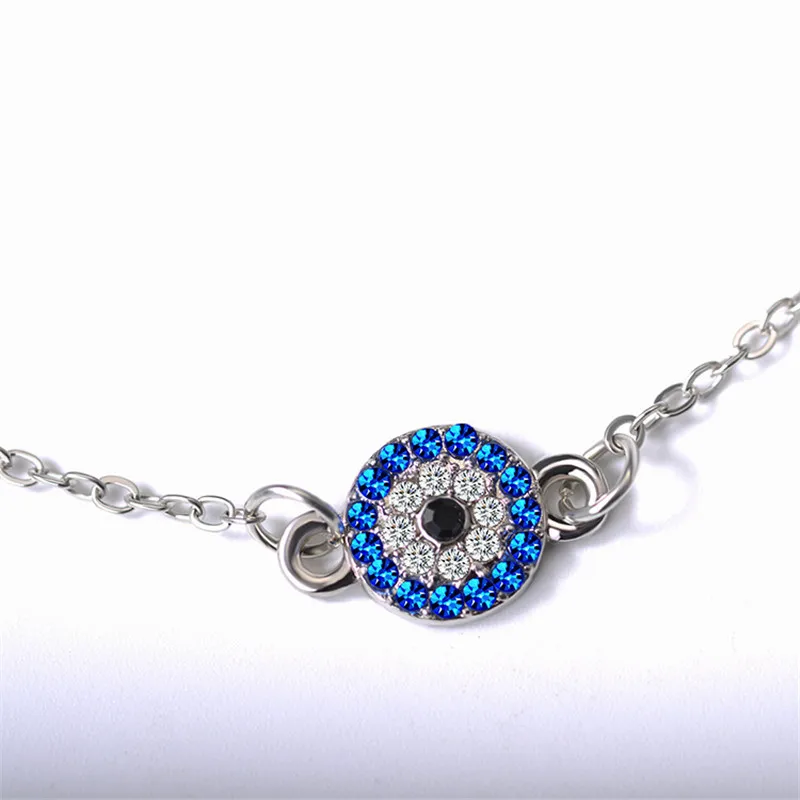 

Turkish Blue Evil Eye Charm Link Anklet For Women Vintage Fatima Foot Chain Rhinestone Geometry Anklet Fashion DIY Jewellery